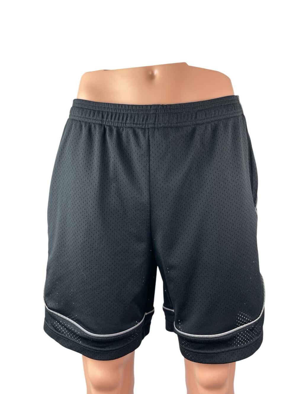 ASRV Men's Black Mesh Pull On Workout Running Gym Yoga Athletic Shorts Size L